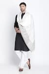 Buy_SHINGORA_Off White Geometric Veer Border Woven Lohi Shawl _at_Aza_Fashions