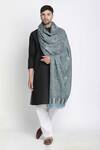 Buy_Shingora_Blue Persian Bloom Asim Wool Jacquard Lohi Shawl_at_Aza_Fashions