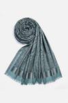 Shop_Shingora_Blue Persian Bloom Asim Wool Jacquard Lohi Shawl_at_Aza_Fashions