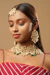 Shop_The Bling Girll_Gold Plated Pearls, Beads, Stones And Kundan Embellished Choker Necklace Set _Online_at_Aza_Fashions