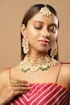 The Bling Girll_Gold Plated Pearls, Beads, Stones And Kundan Embellished Choker Necklace Set _at_Aza_Fashions