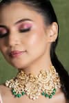 Buy_The Bling Girll_Gold Plated Pearls, Beads, Stones And Kundan Embellished Choker Necklace Set 