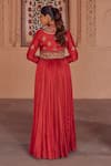 Shop_Studio Bagechaa_Red Silk Beads, Sequins Mandarin Madhavi Embroidered Jacket And Anarkali Set _at_Aza_Fashions