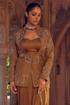 Studio Bagechaa_Brown Fine Silk Embroidered Resham Ragini Mughal Dhoti Pant Set _Online_at_Aza_Fashions