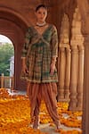 Buy_Studio Bagechaa_Green Chanderi Silk Tie-dyed And Roze Anarkali & Dhoti Pant Set _at_Aza_Fashions