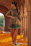 Shop_Studio Bagechaa_Green Chanderi Silk Tie-dyed And Roze Anarkali & Dhoti Pant Set _at_Aza_Fashions