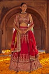 Buy Studio Bagechaa Red Silk, Organza Sequins, Embroidery Hairat Resham And Mirror Lehenga Set at Aza Fashions Buy_Studio Bagechaa_Red Silk, Organza Sequins, Embroidery Hairat Resham And Mirror Lehenga Set _at_Aza_Fashions