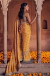 Shop_Studio Bagechaa_Yellow Raw Silk Embroidered Zari Sweetheart Neck Lalita Saree And Blouse Set _at_Aza_Fashions