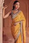 Studio Bagechaa_Yellow Raw Silk Embroidered Zari Sweetheart Neck Lalita Saree And Blouse Set _Online_at_Aza_Fashions