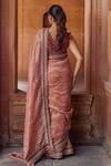 Shop_Studio Bagechaa_Pink Silk, Organza Sequins, Metallic Bela Stripe Pattern Saree And Blouse Set_at_Aza_Fashions