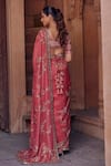 Shop_Studio Bagechaa_Pink Raw Silk Embroidered Bandhani Pattern Leaf Gauri Dori Saree And Blouse Set _at_Aza_Fashions