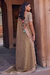 Shop_Studio Bagechaa_Beige Raw Silk Embroidered Bandhani Pattern Boat Chhaya Dori Saree And Blouse Set _at_Aza_Fashions