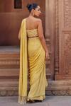 Shop_Studio Bagechaa_Yellow Silk, Georgette Sequins, Embroidery Isha Pre-draped Saree With Blouse_at_Aza_Fashions