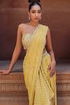Studio Bagechaa_Yellow Silk, Georgette Sequins, Embroidery Isha Pre-draped Saree With Blouse_Online_at_Aza_Fashions