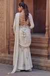 Shop_Studio Bagechaa_Ivory Raw Silk Embroidered Pot Sweetheart Neck Janvi Skirt Saree With Blouse _at_Aza_Fashions