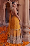 Shop_Studio Bagechaa_Yellow Raw Silk Embroidered Cut Dana Pihu Sequin Skirt Saree With Blouse _at_Aza_Fashions