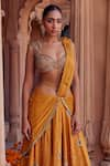 Studio Bagechaa_Yellow Raw Silk Embroidered Cut Dana Pihu Sequin Skirt Saree With Blouse _Online_at_Aza_Fashions