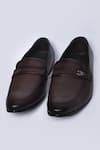 Shop_Arihant Rai Sinha_Brown Textured Leather Slip On Shoes _at_Aza_Fashions