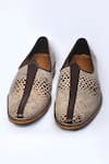 Shop_Arihant Rai Sinha_Beige Leather Snake Skin Pattern Loafers_at_Aza_Fashions