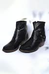 Buy_Arihant Rai Sinha_Black Patch Work Leather Boots _at_Aza_Fashions