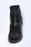 Arihant Rai Sinha_Black Patch Work Leather Boots _Online_at_Aza_Fashions