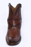 Arihant Rai Sinha_Brown Patch Work Burnt Effect Leather Boots _Online_at_Aza_Fashions