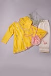 Buy_Mockingbird_Yellow Chanderi Silk Embroidered Gota Anarkali Pant Set _at_Aza_Fashions