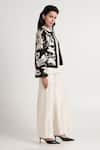 Shop_Madder Much_White Cotton, Silk, Chanderi Betty Twilight Monochrome Floral Jacket Pant Set _Online_at_Aza_Fashions