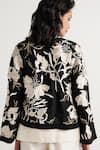 Shop Madder Much Black Handloom Cotton, Silk Embroidery Open Neck Domino Floral Resham Jacket at Aza Fashions Shop_Madder Much_Black Handloom Cotton, Silk Embroidery Open Neck Domino Floral Resham Jacket _at_Aza_Fashions
