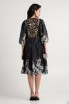 Shop_Madder Much_Black Cotton, Silk Embroidery Split V-neck Harper Midi Dress _at_Aza_Fashions