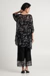 Shop_Madder Much_Black 80% Cotton 20% Silk (handloom Kori Floral Pattern Slip-on Tunic Pant Set _at_Aza_Fashions