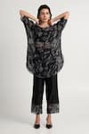 Buy_Madder Much_Black 80% Cotton 20% Silk (handloom Kori Floral Pattern Slip-on Tunic Pant Set _Online_at_Aza_Fashions