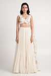 Madder Much_Ivory 80% Cotton 20% Silk (handloom Opal Floral Bustier And Pleated Skirt Set _at_Aza_Fashions