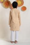 Shop_PlumCheeks_Orange 100% Cotton Hand Block Print Stripe Utsav Kurta Set _at_Aza_Fashions
