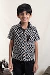 Buy_Plumcheeks_Black Cotton Embroidery And White Floral Printed Shirt _at_Aza_Fashions