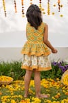 Shop_PlumCheeks_Multi Color 100% Cotton Hand Block Print Marigold Dress  _at_Aza_Fashions