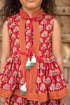 Buy_PlumCheeks_Red 100% Cotton Hand Block Print Blossom Dress  _Online_at_Aza_Fashions