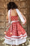 Buy_PlumCheeks_Red 100% Cotton Hand Block Print Blossom Lehenga Set  _Online_at_Aza_Fashions