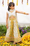 Buy_PlumCheeks_White 100% Cotton Hand Block Printed Marigold Lehenga Set  _at_Aza_Fashions