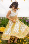 Buy_PlumCheeks_White 100% Cotton Hand Block Printed Marigold Lehenga Set  _Online_at_Aza_Fashions