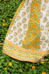 PlumCheeks_White 100% Cotton Hand Block Printed Marigold Lehenga Set  _at_Aza_Fashions