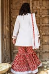 Shop_PlumCheeks_Red 100% Cotton Handwoven Floral Print And Hand Block Sharara Set  _at_Aza_Fashions