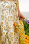 Buy_PlumCheeks_Yellow 100% Cotton Hand Block Printed And Embroidered Cape Skirt Set  _Online_at_Aza_Fashions