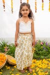 Shop_PlumCheeks_Yellow 100% Cotton Hand Block Printed And Embroidered Cape Skirt Set  _Online_at_Aza_Fashions