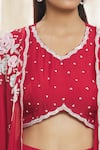 Shop_Samyukta Singhania_Red Jacket Organza Embroidered Pearl Jacket Open Skirt Set_Online_at_Aza_Fashions