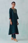 Buy Priya Chaudhary Green Cotton, Chanderi Sequins, Embroidery Round Amaryllis Yoke Kurta Pant Set Online at Aza Fashions Buy_Priya Chaudhary_Green Cotton, Chanderi Sequins, Embroidery Round Amaryllis Yoke Kurta Pant Set _Online_at_Aza_Fashions