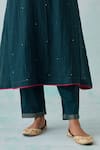 Shop Priya Chaudhary Green Cotton, Chanderi Sequins, Embroidery Round Amaryllis Yoke Kurta Pant Set Online at Aza Fashions Shop_Priya Chaudhary_Green Cotton, Chanderi Sequins, Embroidery Round Amaryllis Yoke Kurta Pant Set _Online_at_Aza_Fashions