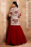 Shop_OMANA BY RANJANA BOTHRA_Red Jacket Organza Embroidery Cutdana Jacket Open Shahi Flower Lehenga Set _at_Aza_Fashions