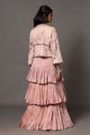 Shop_A Humming Way_Pink Satin Organza Embroidered Sequin Sang-e-sitara Crystal Tiered Skirt Set_at_Aza_Fashions