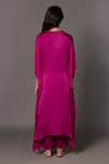 Shop_A Humming Way_Pink Satin Chiffon Embroidered Bead Iris Placed Stone Kaftan With Trouser _at_Aza_Fashions